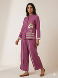 Magenta Muse: 3D Face Motif & Crossia Lace Co-ord Set