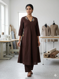 Sienna Sculpt: 3D Floral & Anker Work Cotton Kurta